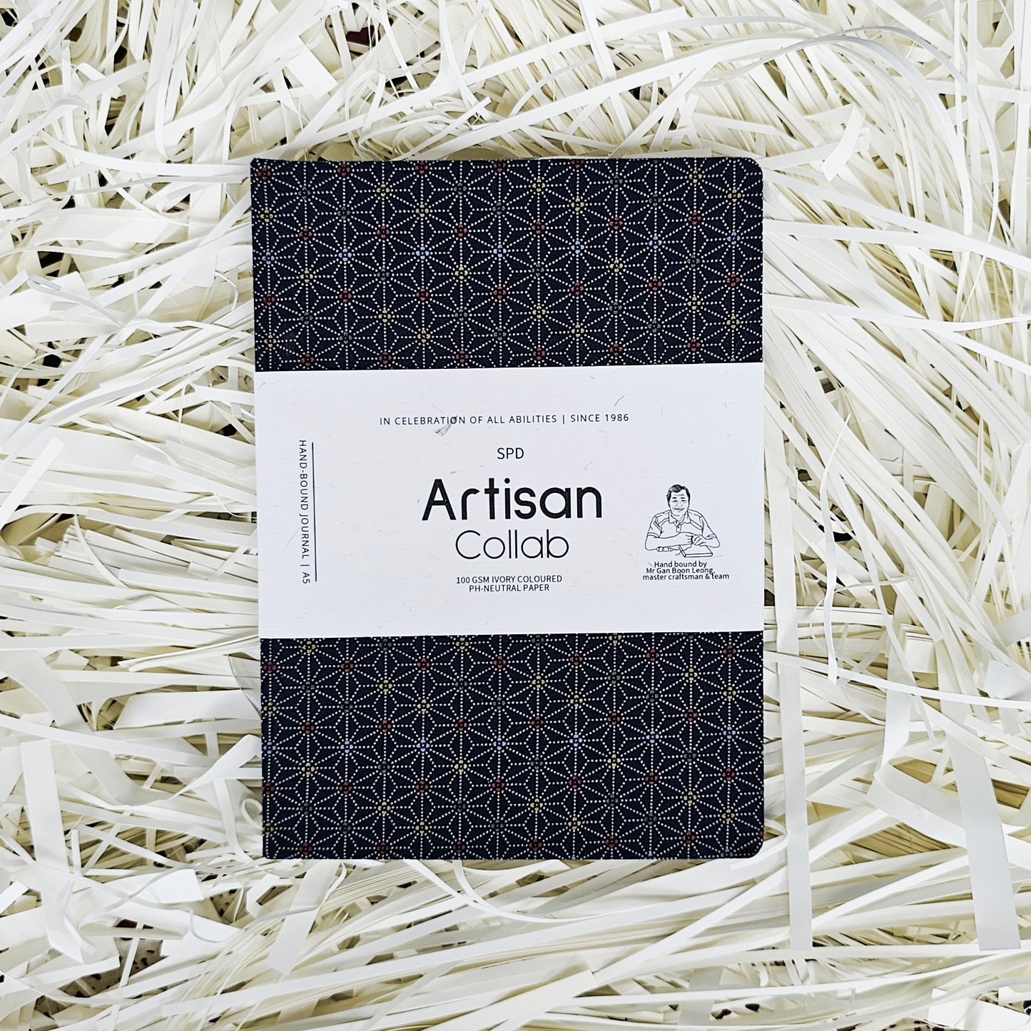 Fabric Hand Bound Journal Asanoha