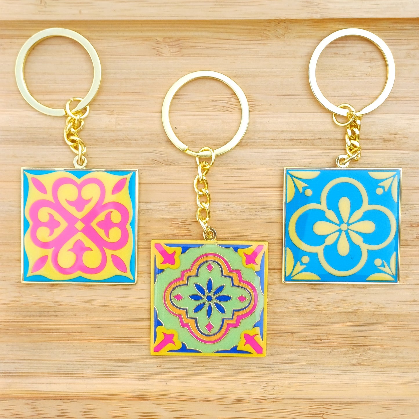 The Peranakan Tile Enamel Keychain
