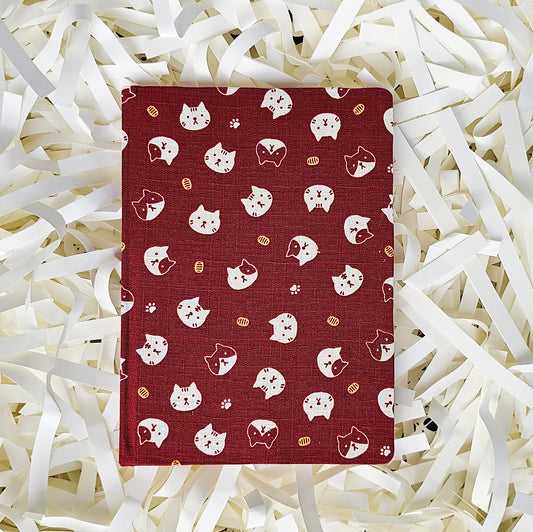 Fabric Hand Bound Journal Neko Gold