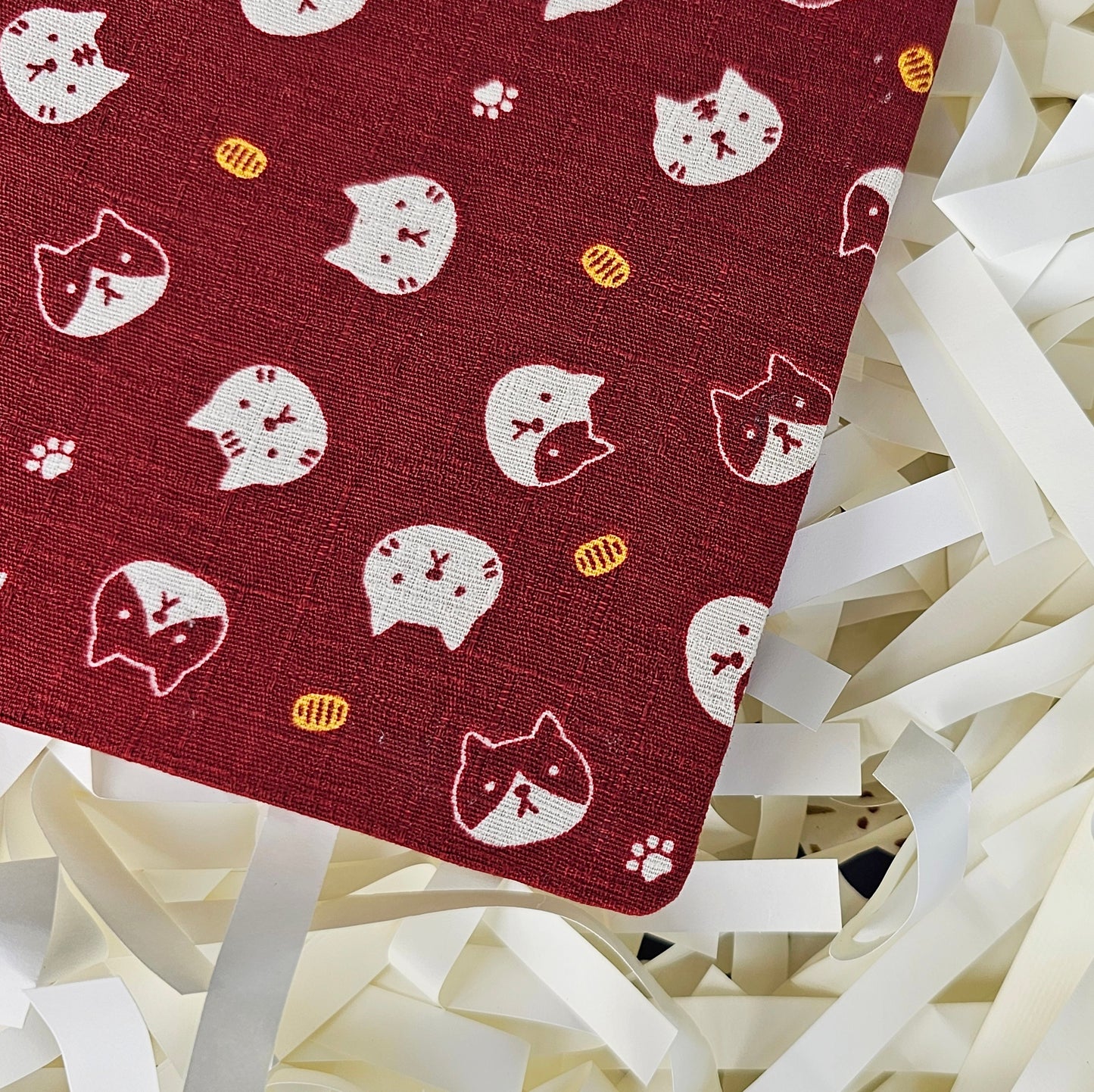 Fabric Hand Bound Journal Neko Gold