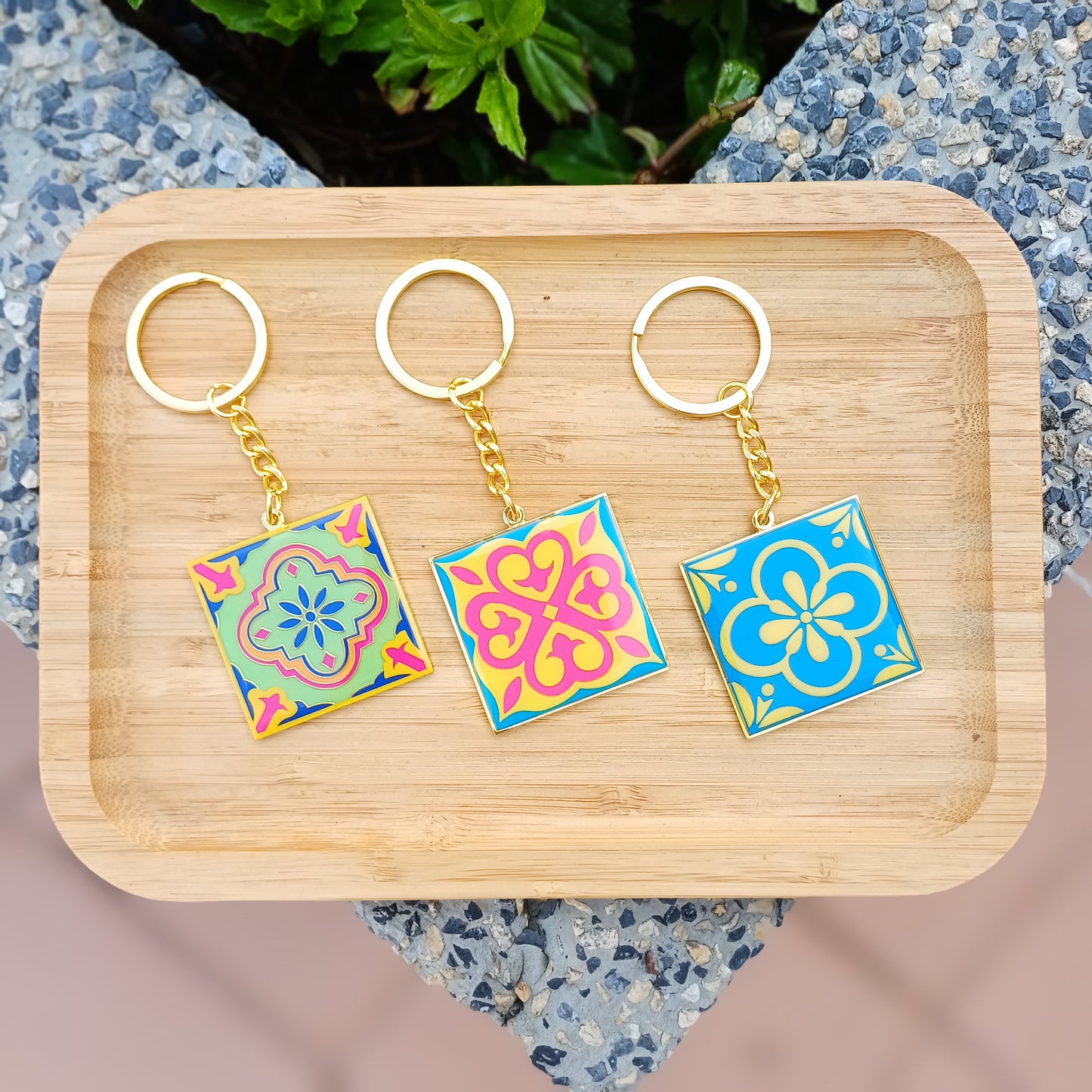 The Peranakan Tile Enamel Keychain