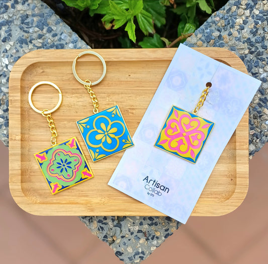The Peranakan Tile Enamel Keychain