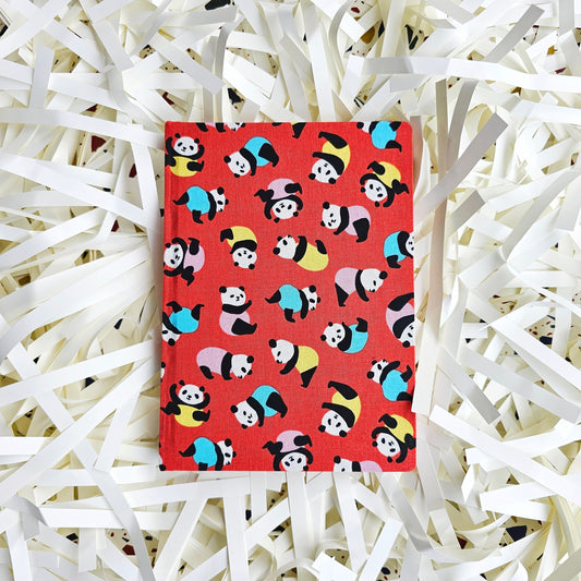 Fabric Hand Bound Journal Panda Pandemonium