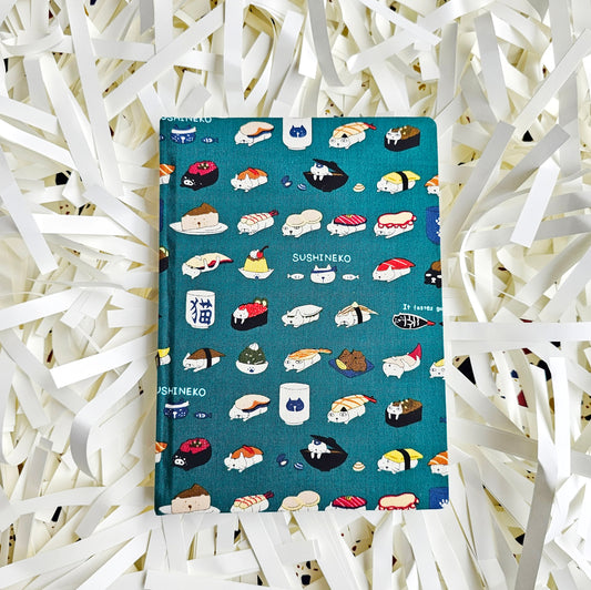 Fabric Hand Bound Journal Sushi Neko